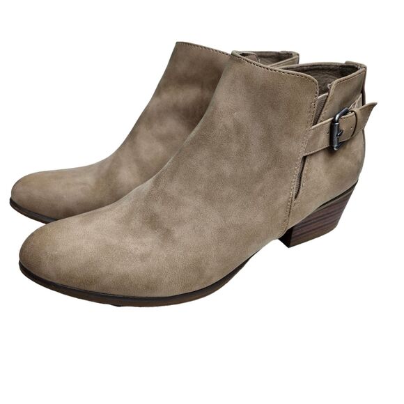 Esprit Tally Ankle Booties Womens 9.5M Taupe Faux Suede Side Zip Buckle Casual - Picture 2 of 9